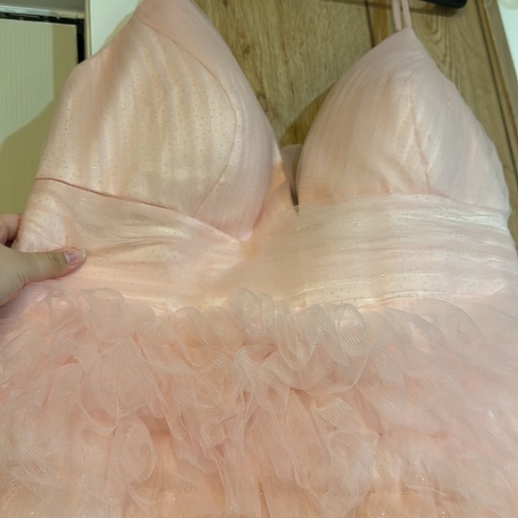 Pink Ruffle Prom Dress - Picture 2 of 4